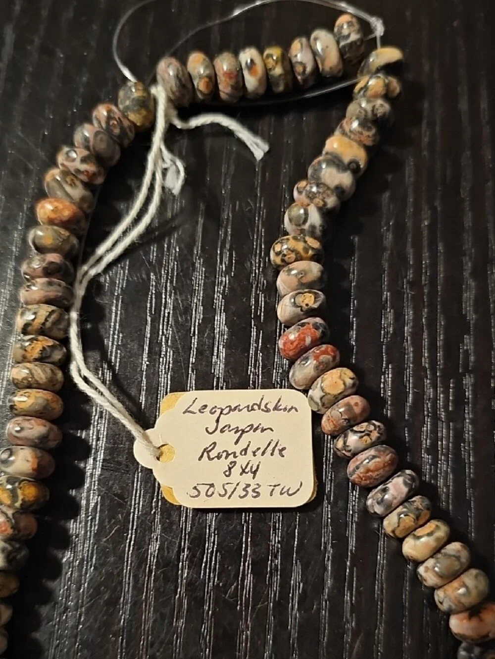Vintage Leopard Skin Jasper Rondelle Bead Strand 8x4 mm Natural Gemstone